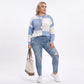 Plus Size Colorblock Pointelle Crewneck Sweater