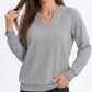 Long Sleeve V-Neck Sweatshirt with Raglan Sleeves