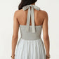 Color Block Halter Neck Smocked Back Maxi Dress