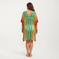 Ombre Crochet Swim Cover Up Dress with Open Knit Mesh Design V Neck Short Sleeves Relaxed Fit