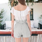 Off Shoulder Jumpsuit Ruffled Bow Tie Shorts Set