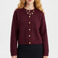 Gold Button Crewneck Cardigan Sweater