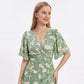 Floral Print Flutter Sleeve Smocked Waist Midi Dress