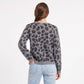 Fuzzy Leopard Print Button Front Cardigan Sweater
