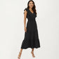 Tiered Midi Dress with Ruffle Sleeves and Smocked Waist