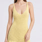 Open Knit V Neck Sleeveless Mini Dress with Ruffle Hem