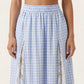 Gingham Maxi Skirt Lace Panel High Waist A Line Flowy Lightweight Casual Skirt