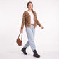 Fuzzy Leopard Print Button Front Cardigan Sweater