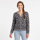 Fuzzy Leopard Print Button Front Cardigan Sweater