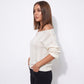Off Shoulder Pointelle Knit Sweater
