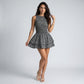 Gingham Sleeveless Smocked Mini Dress with Tiered Ruffle Skirt