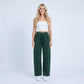 High Rise Drawstring Wide Leg Utility Pants with Patch Pockets