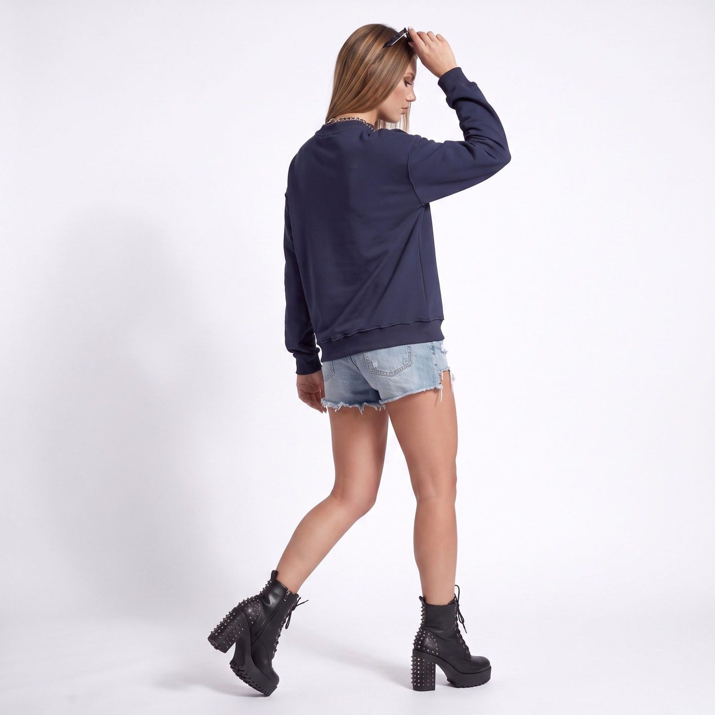 Exposed Seam Drop Shoulder Long Sleeve Pullover Sweatshirt