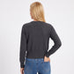 Knit Button-Down Cardigan Sweater with Neck Scarf Detail