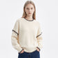 Contrast Stitch Crewneck Long Sleeve Knit Sweater