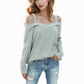 Long Sleeve Cold Shoulder Knit Pullover Sweater