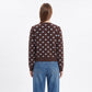 Polka Dot Crewneck Button Front Cardigan Sweater