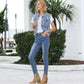 Sleeveless Distressed Denim Jean Jacket Vest