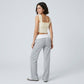 Contrast Foldover Waistband Full-Length Wide-Leg Trousers