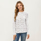 Floral Lace Long Sleeve Top with Intricate Openwork Pattern Soft Textured Fabric and Ruffled Cuff Detailing