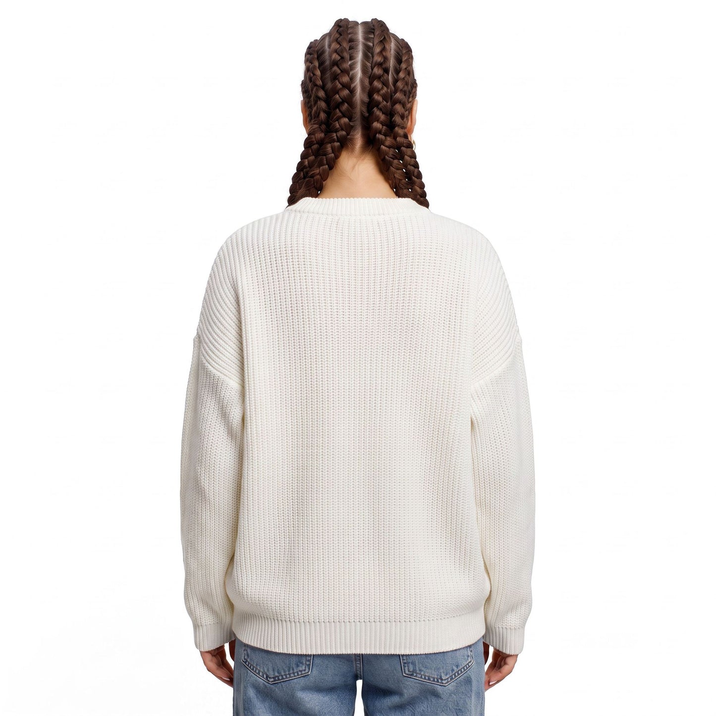 Oversized Chunky Knit Crewneck Pullover Sweater