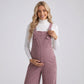 Maternity Corduroy Overall Jumpsuit with Adjustable Straps and Wide Leg Fit