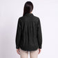 Sequin Denim Shirt Jacket Button Front Long Sleeve Frayed Hem Shacket