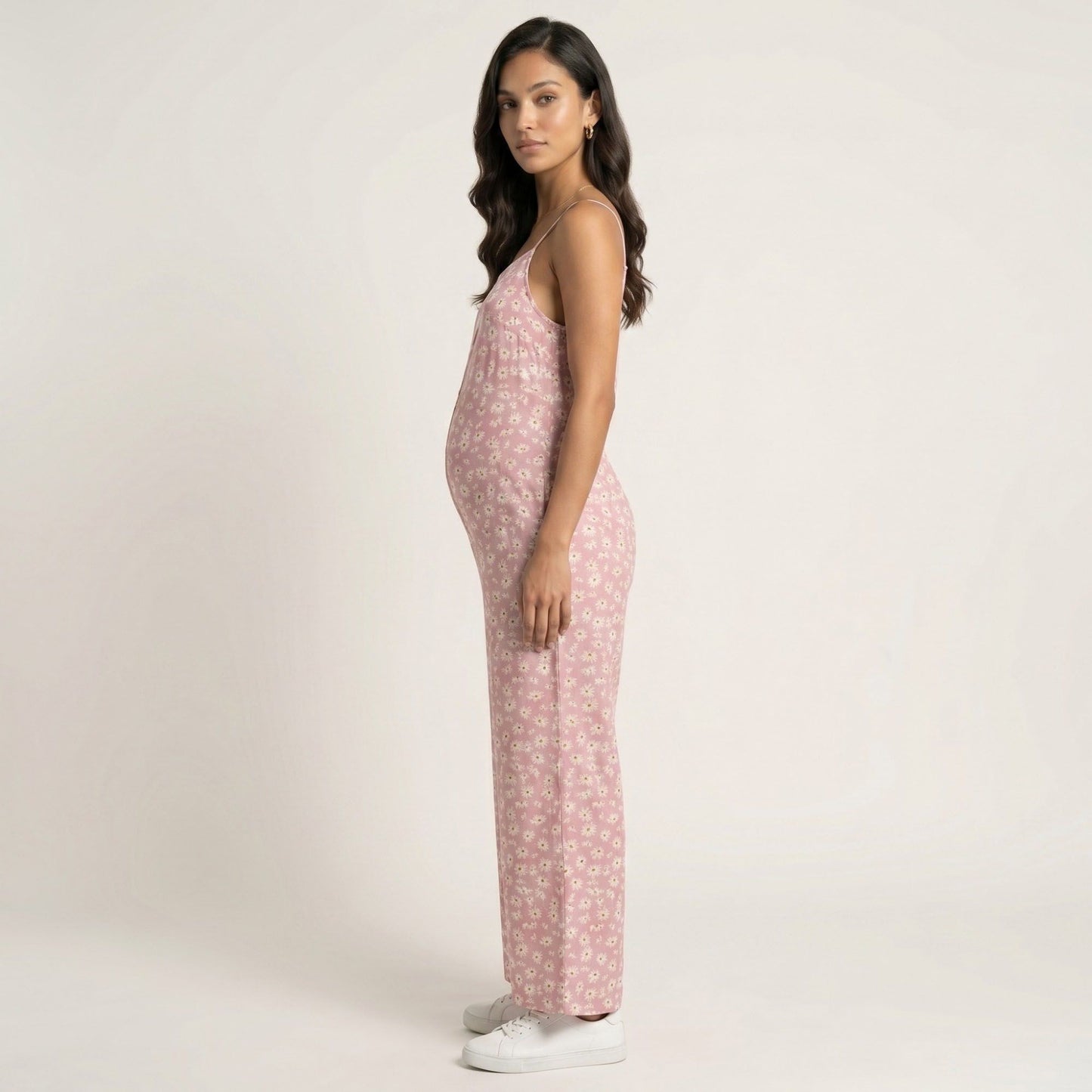 Floral Print Jumpsuit Spaghetti Strap Sleeveless Wide Leg Relaxed Fit One Piece