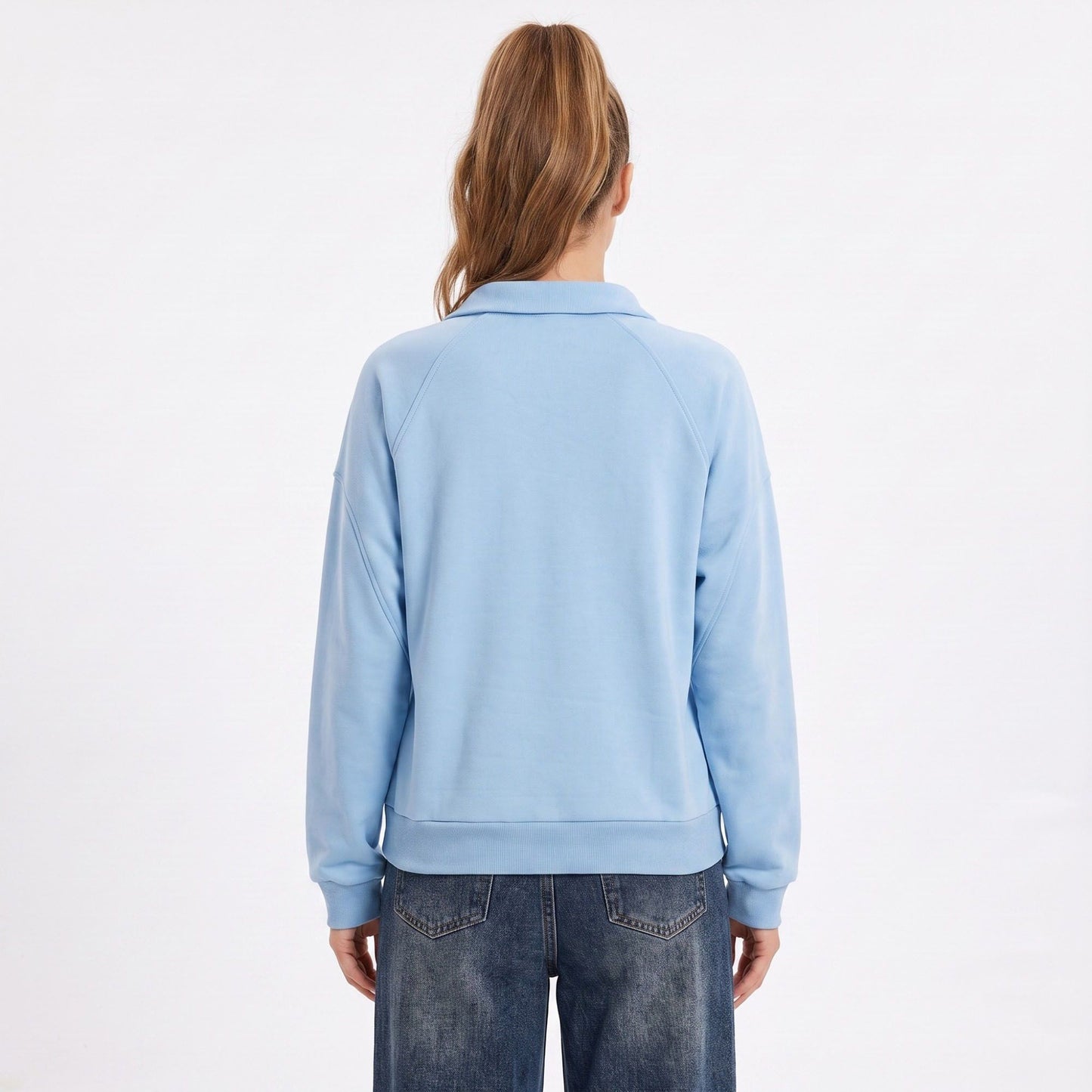 Long Sleeve Polo Sweatshirt with Snap Button Placket