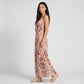 Floral Print Tie Front Maxi Dress with Spaghetti Straps and Flowy Skirt