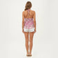 Summer Floral Halter Neck Tiered Chiffon Cami Top