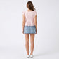 Square Neck Peplum Top with Ruffle Sleeves and Front Tie Detail