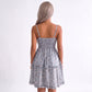 Floral Tie Front Cutout Smocked Ruffle Tiered Dress
