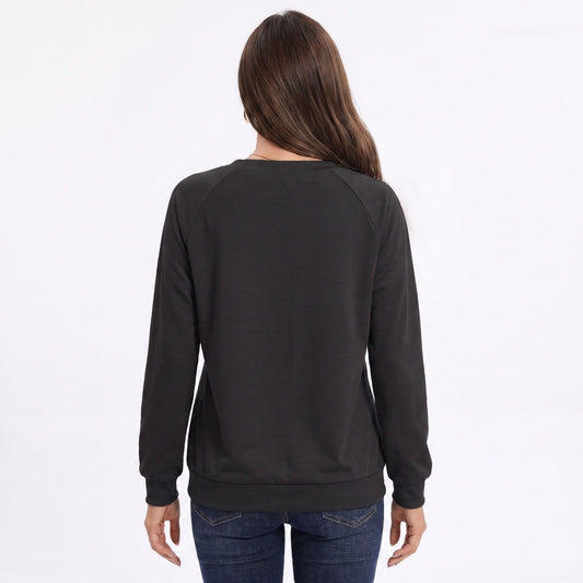 Long Sleeve V-Neck Sweatshirt with Raglan Sleeves