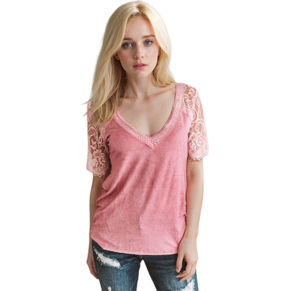 Short Sleeve T-Shirt V Neck Cotton Summer Casual Tops