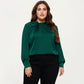 Plus Size Long Sleeve Blouse with Tie Neck Detail Relaxed Fit Silky Smooth Fabric