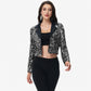 Sequin Cropped Blazer Long Sleeve Sparkly Open Front Jacket