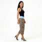 Contrast Foldover Waistband Leopard Print Cropped Trousers