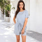 Off-Shoulder Romper with Adjustable Waist and Lace Trim