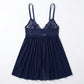Lace Babydoll Chemise with V Neck Ribbon Bow and Flowy Skirt
