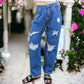 Loose High Waist Denim Trousers