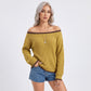 Contrast Trim Off Shoulder Long Sleeve Knit Sweater