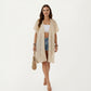 Open Front Knit Cardigan with Heart Pointelle Pattern Short Sleeves Relaxed Mid Length Fit