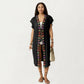 Embroidered Open Front Swim Cover Up Kimono Midi Beach Cardigan with Tassel Tie Detail
