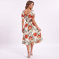 Tropical Floral Square Neck Smocked Waist Midi Dress
