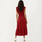 Tiered Midi Dress with Ruffle Sleeves and Smocked Waist