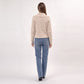 Ribbed Wide Collar Zip-Front Cardigan Sweater