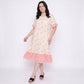 Short Sleeve Floral Midi Nightgown Ruffle Trim Relaxed Sleep Dress