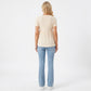Short Sleeve Rib Knit Peplum Maternity Top with Round Neck