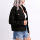 Cropped Button Front Shirt Jacket with Patch Pockets